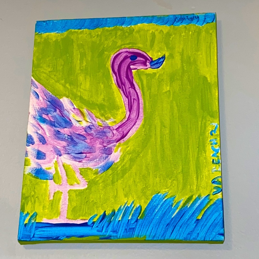 Unique purple flamingo painting